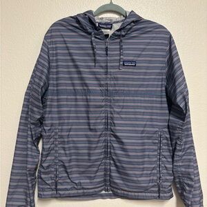 Patagonia Blue and Gray Striped Windbreaker